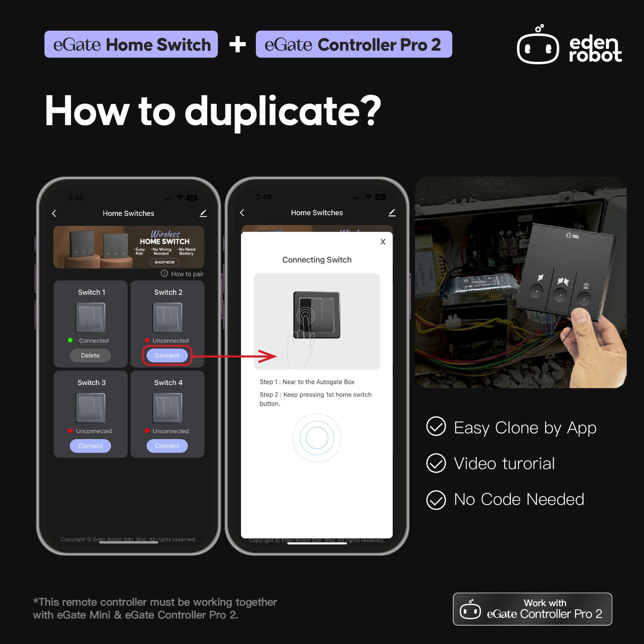 Wireless Home Switch - Eden Robot Smart Autogate